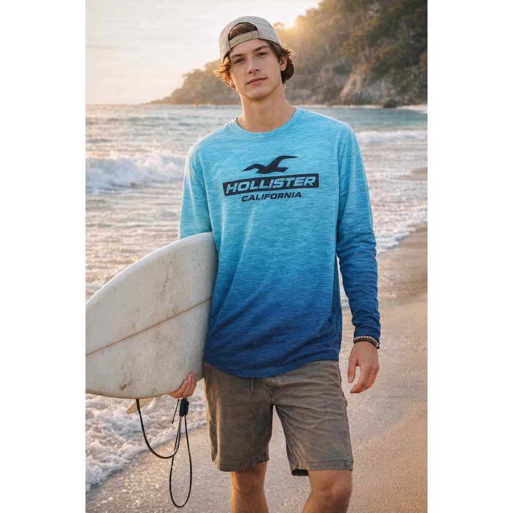 Hollister California Blue Ombre Long Sleeve Tee XS